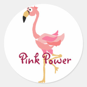 WW- Funny Flamingo Primitieve Art Cartoon Ronde Sticker