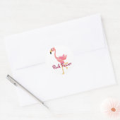 WW- Funny Flamingo Primitieve Art Cartoon Ronde Sticker (Envelop)