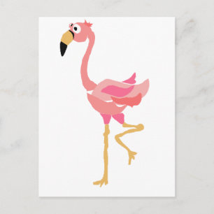 WW- Funny Flamingo Primitive Art Cartoon Briefkaart