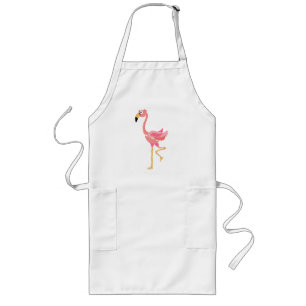 WW- Funny Flamingo Primitive Art Cartoon Lang Schort