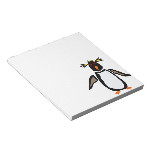 WW- Funny Rockhopper Penguin Primitive Art Notitieblok (Schuin)