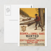 WW I ~ 224th Canadian Forestry Battalion 1915 Briefkaart (Voorkant / Achterkant)