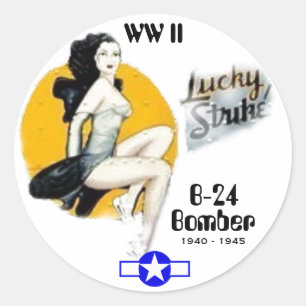 WW II B-24-nose art. Ronde Sticker