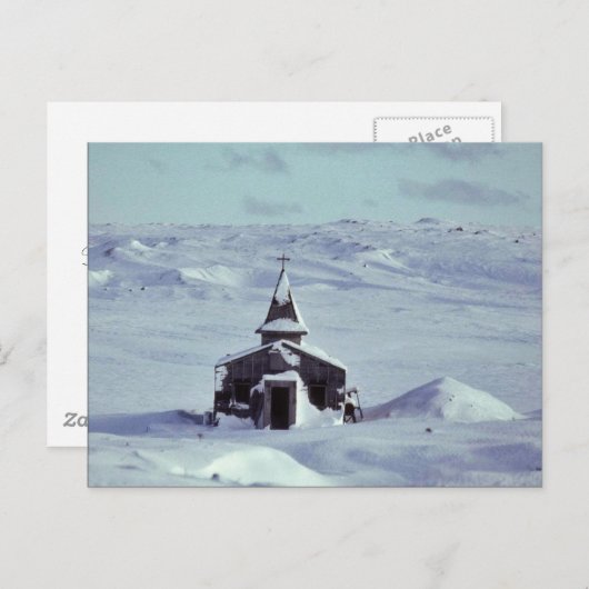 WW II-kerk in de winter op het eiland Amchitka Briefkaart (Voorkant / Achterkant)