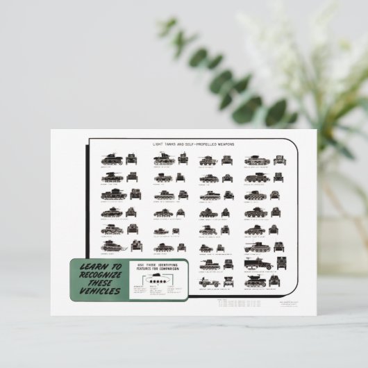  WW II - Lichte Tanks Bedankkaart (Staand voorkant)