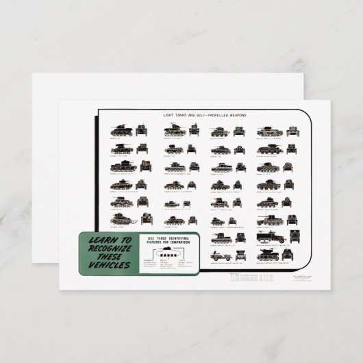 WW II - Lichte Tanks Bedankkaart (Voorkant / Achterkant)