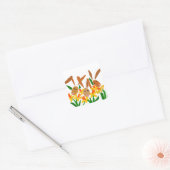 WW- Konijnenkonijnen en Daffodils Kunst Vierkante Sticker (Envelop)