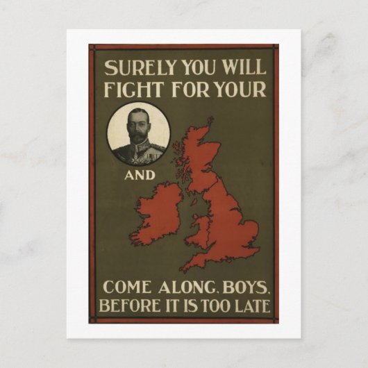 WWI Aanwerving Poster Briefkaart (Voorkant)