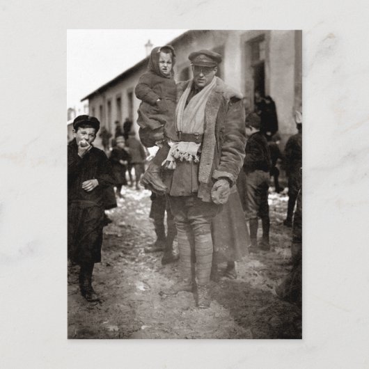 WWI American Field Serviceman + French Orphans Briefkaart (Voorkant)