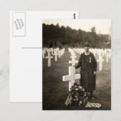 WWI American Moeder bij haar zonengraf in Frankrij Briefkaart (Voorkant / Achterkant)