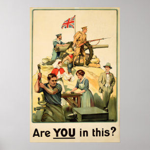 WWI Britse rekruterings poster Bent u hierbij
