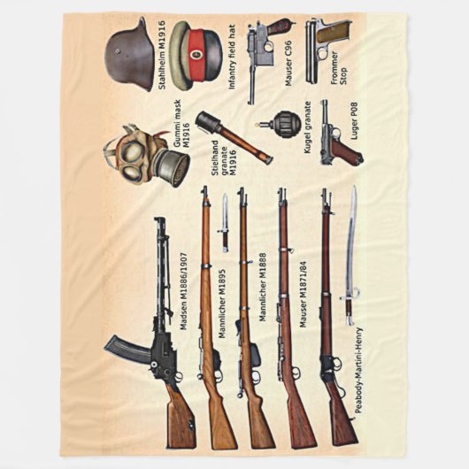 WWI DUITSE MILITAIRE UITRUSTING FLEECE DEKEN (Voorkant)