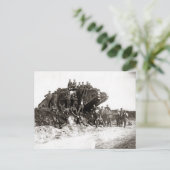 WWI Duitse soldaten, Engelse tank Briefkaart (Staand voorkant)