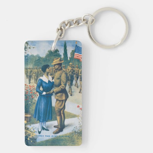 WWI 'Gekleurd Man is geen Slacker' Replica Sleutelhanger (achterkant)