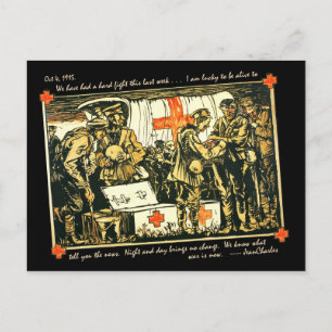 WWI Gewonnen soldaten bij het Rode Kruistransport Briefkaart