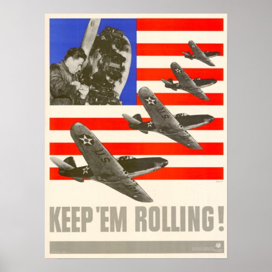 WWI hou 'Em aan het rollen! Poster (Voorkant)