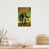 WWI-inschrijving en -afdrukken Poster (Keuken)