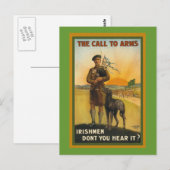 WWI Irish Recruiting Poster Briefkaart (Voorkant / Achterkant)