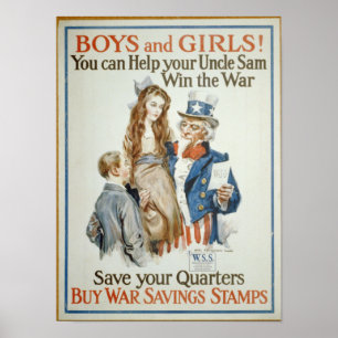 WWI Koop Stamps voor Oorlogsbesparingen Poster