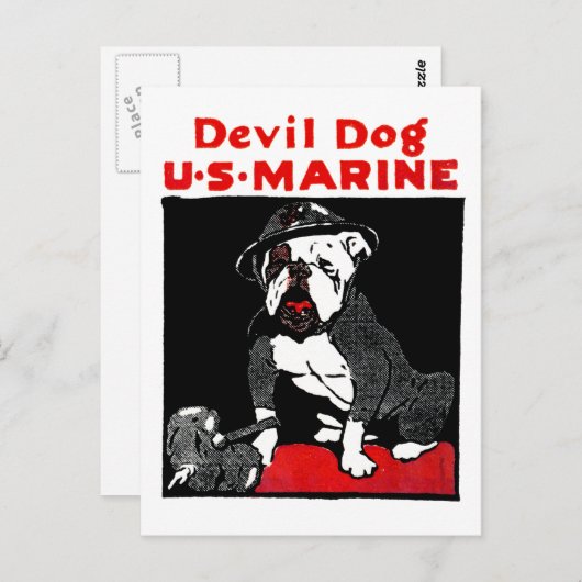 WWI Marine Corps Devil Dog Briefkaart (Voorkant / Achterkant)