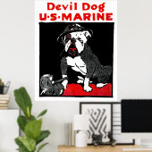 WWI Marine Corps Devil Dog Poster (Thuiskantoor)
