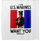  WWI Marine Recruitment Poster Douchegordijn (Voorkant)