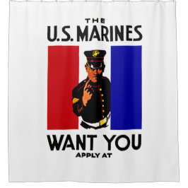  WWI Marine Recruitment Poster Douchegordijn