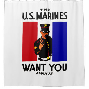  WWI Marine Recruitment Poster Douchegordijn