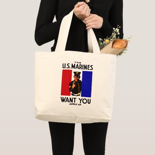 WWI Marine Recruitment Poster Grote Tote Bag (Voorkant (product))