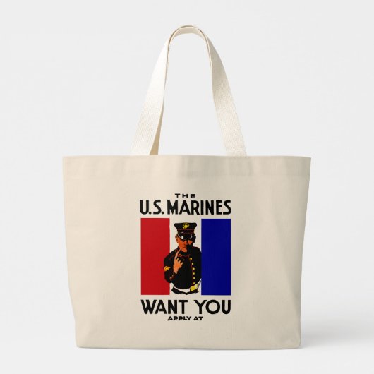 WWI Marine Recruitment Poster Grote Tote Bag (Achterkant)