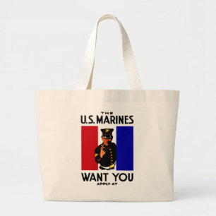  WWI Marine Recruitment Poster Grote Tote Bag