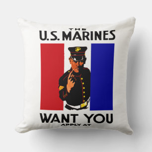 WWI Marine Recruitment Poster Kussen