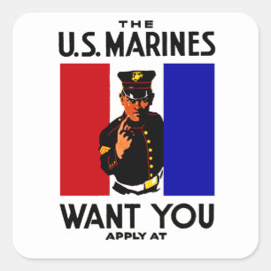  WWI Marine Recruitment Poster Vierkante Sticker