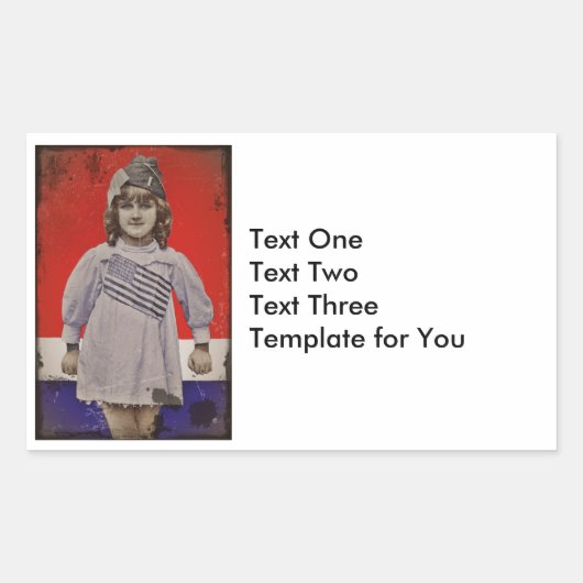 WWI Meisje in Vlag Jurk Rechthoekige Sticker (Voorkant)