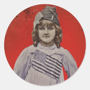 WWI Meisje in Vlag Jurk Ronde Sticker