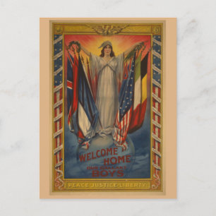WWI Peace Justice Liberty Briefkaart