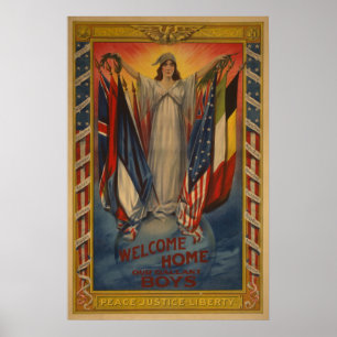 WWI Peace Justice Liberty Poster