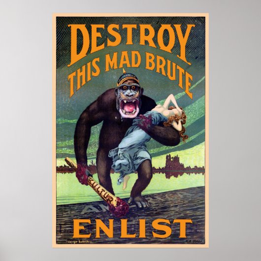  WWI-Poster - Vernietig deze mad Brute Poster (Voorkant)