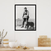 WWI Sergeant en zijn Dog Wearing Gas Maskers 1915 Poster (Keuken)