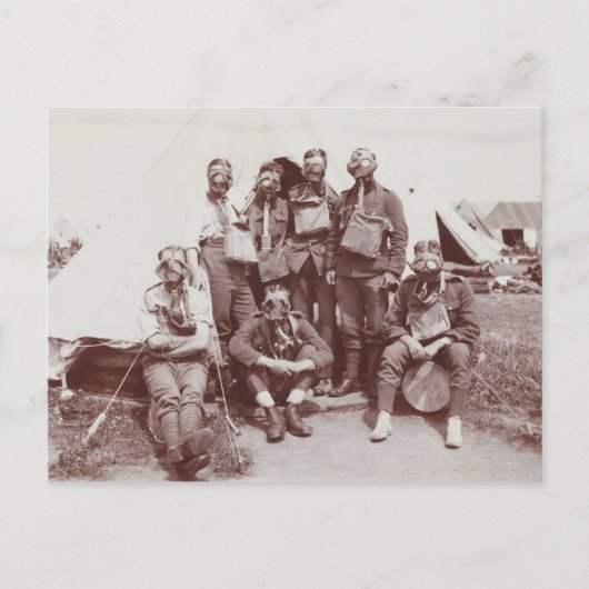 WWI-soldaten in gasmaskers Briefkaart (Voorkant)