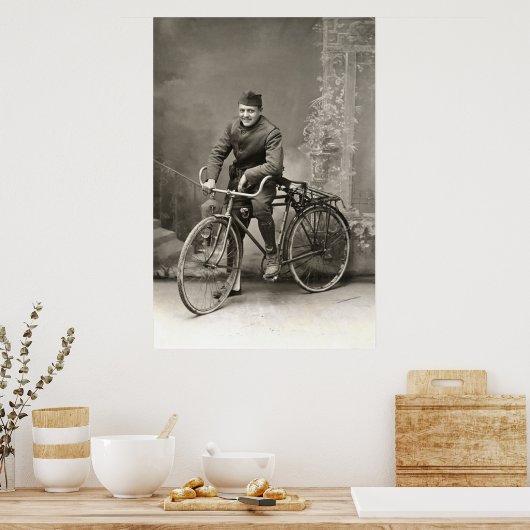 WWI US Doughboy and his Bike in France Poster (Keuken)