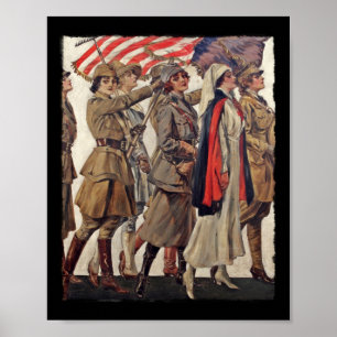 WWI Vrouwen die verpleegkundige zijn, rekruten Poster
