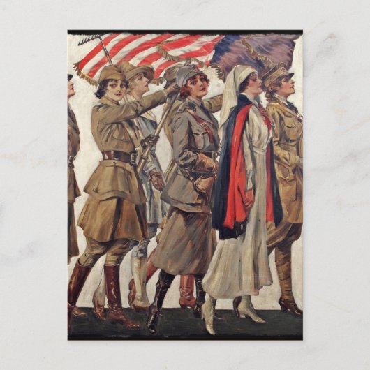 WWI Vrouwen die verpleegkundigen Briefkaart (Voorkant)