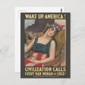  WWI Weg Amerika wakker Briefkaart (Voorkant / Achterkant)