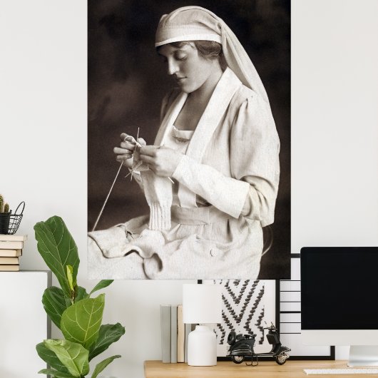 WWI Zuster breien Sweater Poster (Thuiskantoor)