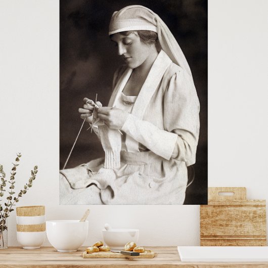 WWI Zuster breien Sweater Poster (Keuken)