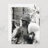 WWII American Soldaat in Bastogne Briefkaart (Voorkant / Achterkant)