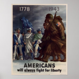 WWII Amerikanen zullen altijd vechten voor vrijhei Poster
