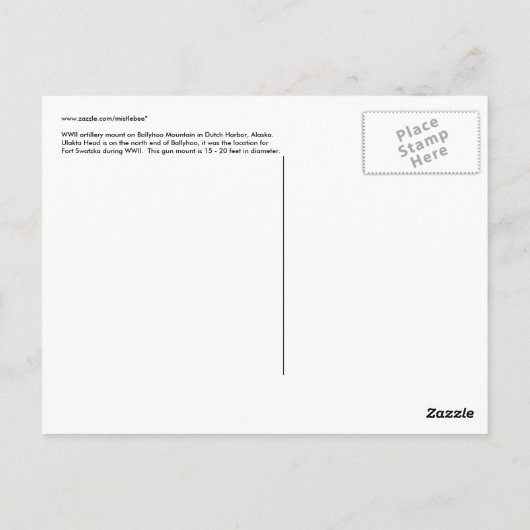 WWII Artillery Mount, Unalaska Island Briefkaart (Achterkant)
