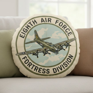 WWII B-17 Eighth Air Force Fortress Division Rond Kussen